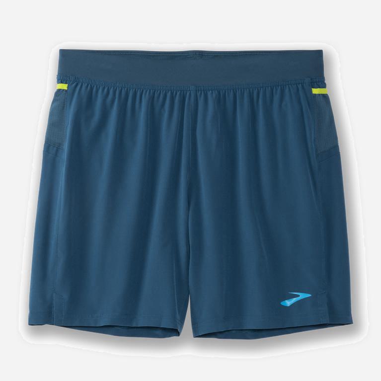 Brooks Sherpa 7 2-In-1 NZ - Men's Running Shorts - Alpine/SteelBlue/Bright Moss (52308-GAZL)